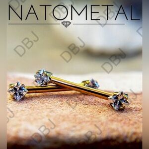 Anatometal Titanium Threadless Side-set Princess-cut Body Piercing Barbell 14G